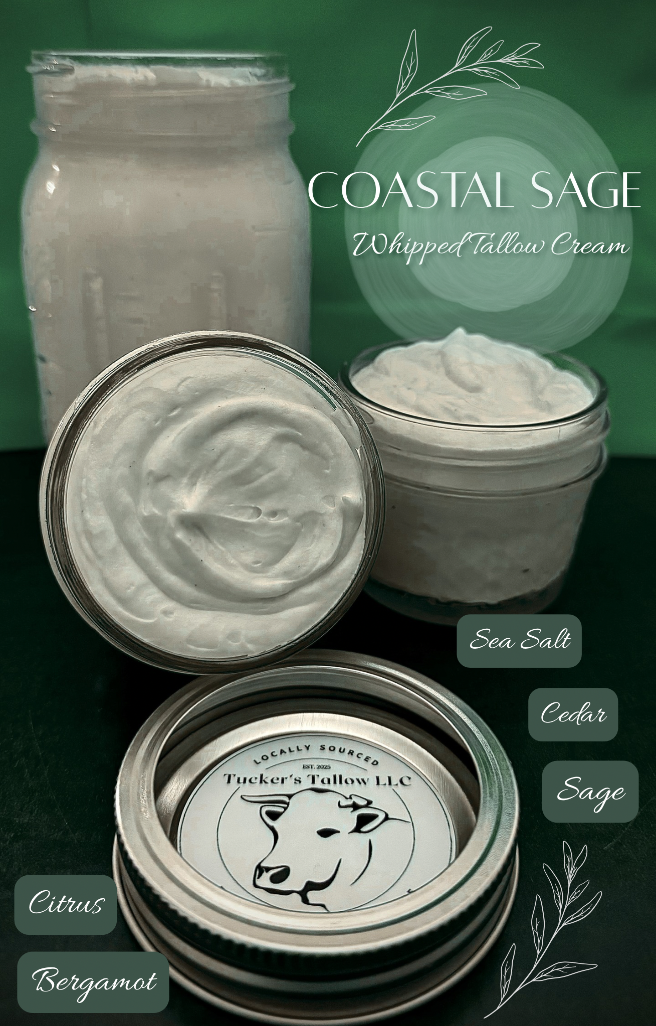 Coastal Sage Whipped Tallow Cream-4oz