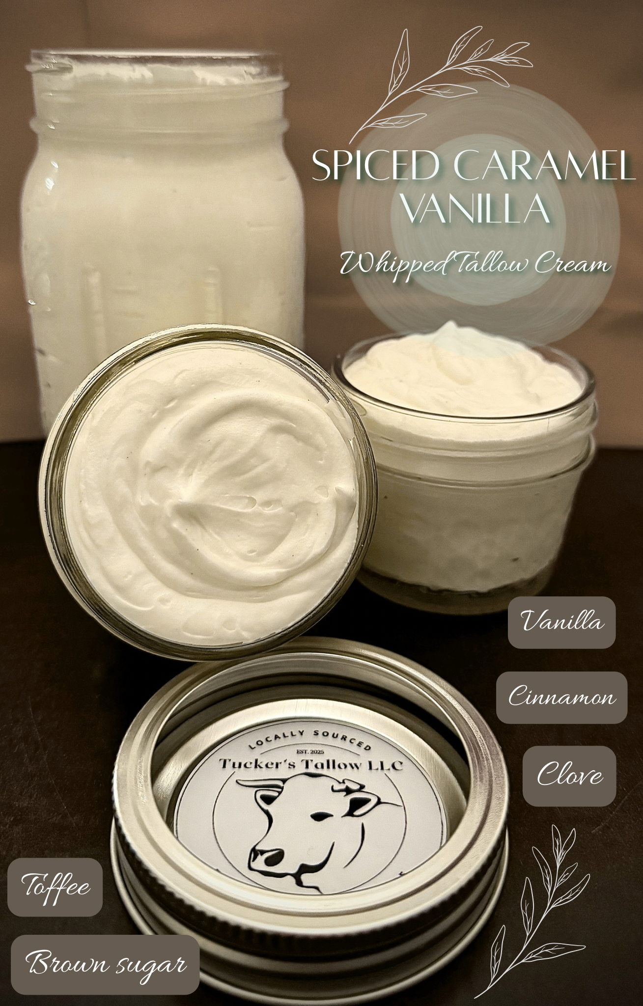 Spiced Caramel Vanilla Whipped Tallow Cream-4oz